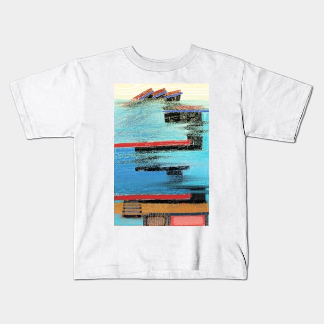 Power Of Nature Water vs Human Construction Abstract Art Kids T-Shirt by okpinsArtDesign